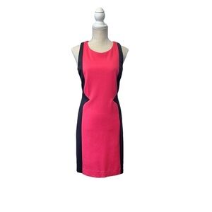 Britt Ryan‎ Pink Gray Sheath Sleeveless Dress Womans Sz 4 Full Zip Stretch